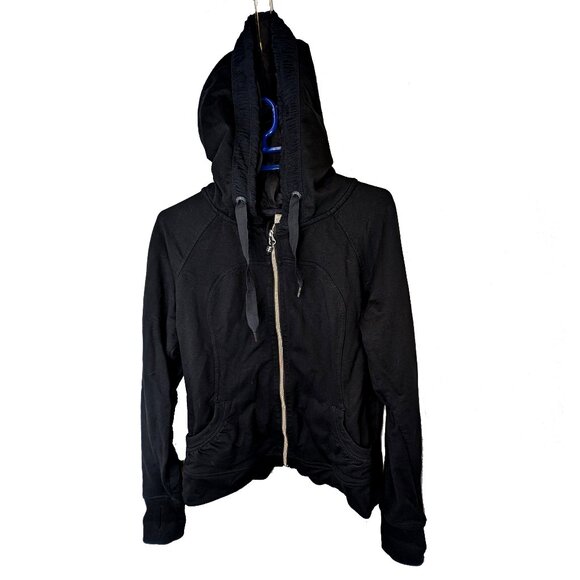 Black Lululemon hoodie Size 12 with rouched pockets and hood - Picture 1 of 5